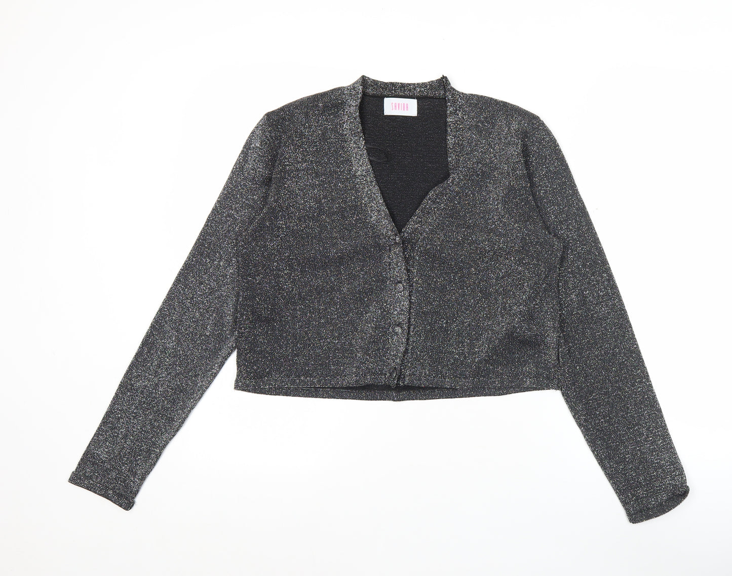 Savida Women’s Silver Shimmer V-Neck Cardigan Size 12 Party Wear
