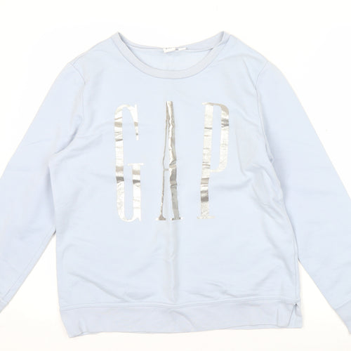 GAP Women’s Blue Logo Pullover Sweatshirt Size S Cotton Blend