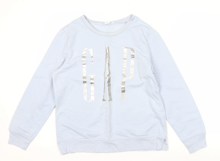 GAP Women’s Blue Logo Pullover Sweatshirt Size S Cotton Blend