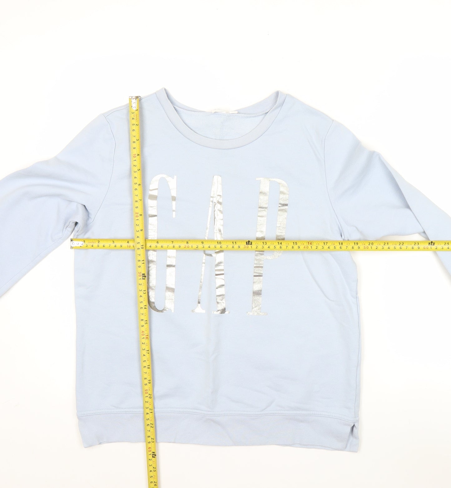 GAP Women’s Blue Logo Pullover Sweatshirt Size S Cotton Blend