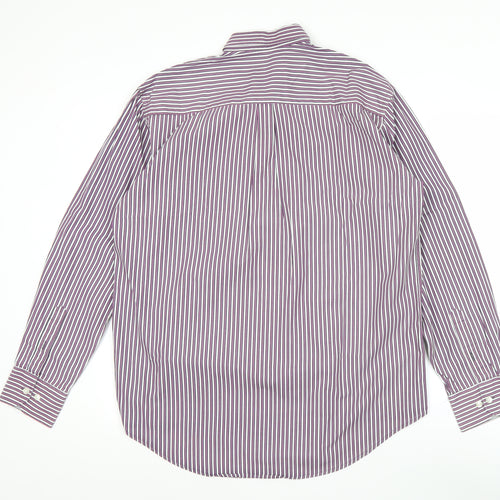 Kellerman Men's Purple Striped Button-Up Shirt L Regular Fit Cotton