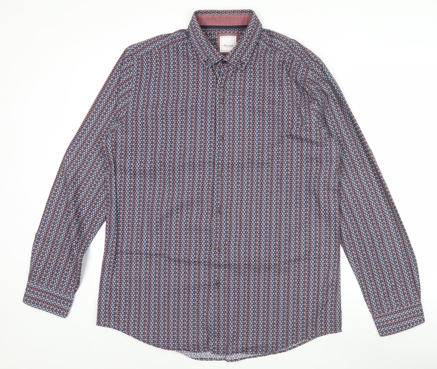 Marnelli Men’s Multicoloured XL 43-44" Button-Up Geometric Cotton Shirt