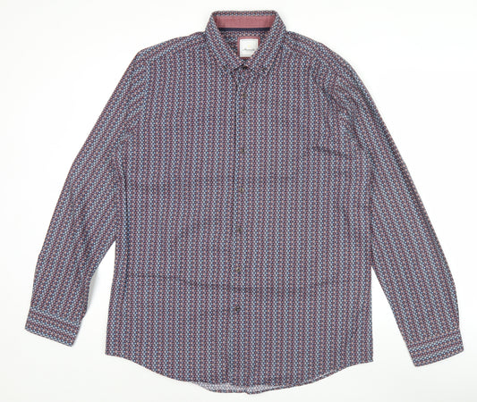 Front view of Marnelli Men’s Multicoloured XL 43-44" Button-Up Geometric Cotton Shirt