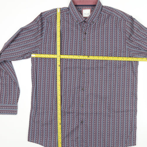 Marnelli Men’s Multicoloured XL 43-44" Button-Up Geometric Cotton Shirt