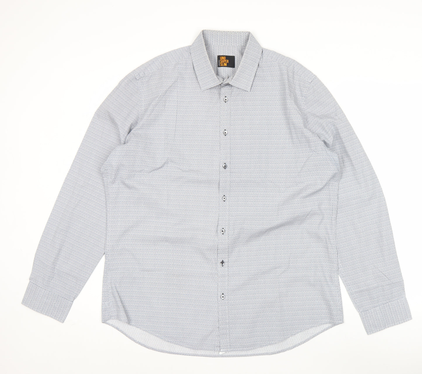 Seidensticker Uno Super Slim Men's Blue 17/43in Geometric Shirt