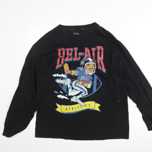 Bel-Air Athletics Men’s Black Cotton Pullover Jumper Size L Graphic Print