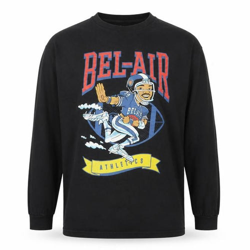 Bel-Air Athletics Men’s Black Cotton Pullover Jumper Size L Graphic Print