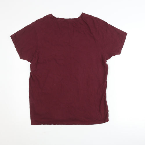 Brave Soul Men's Red Cotton Crew Neck Short Sleeve T-Shirt Size L