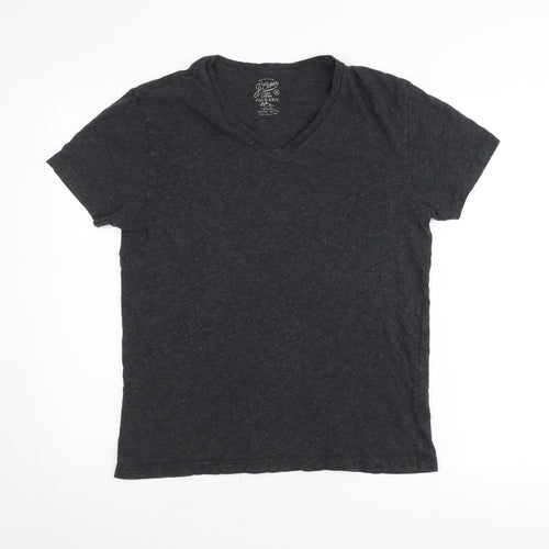 J.Crew Womens Grey Cotton V-Neck T-Shirt Size S Regular Fit