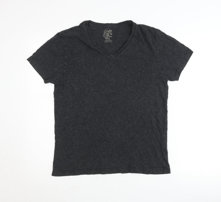 J.Crew Womens Grey Cotton V-Neck T-Shirt Size S Regular Fit