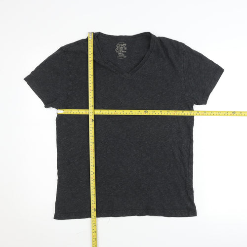 J.Crew Womens Grey Cotton V-Neck T-Shirt Size S Regular Fit