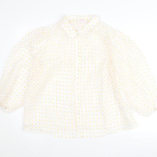 Savida Women White Polka Dot Blouse Size 18 Puff Sleeve