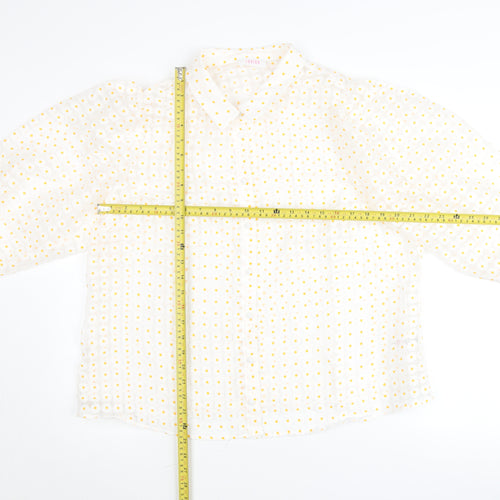 Savida Women White Polka Dot Blouse Size 18 Puff Sleeve
