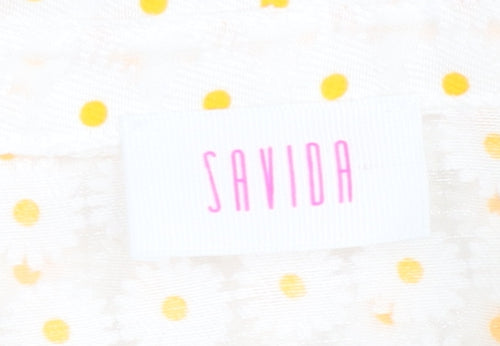 Savida Women White Polka Dot Blouse Size 18 Puff Sleeve