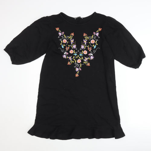 Primark Women’s Black Size 10 Floral Embroidered Shift Dress