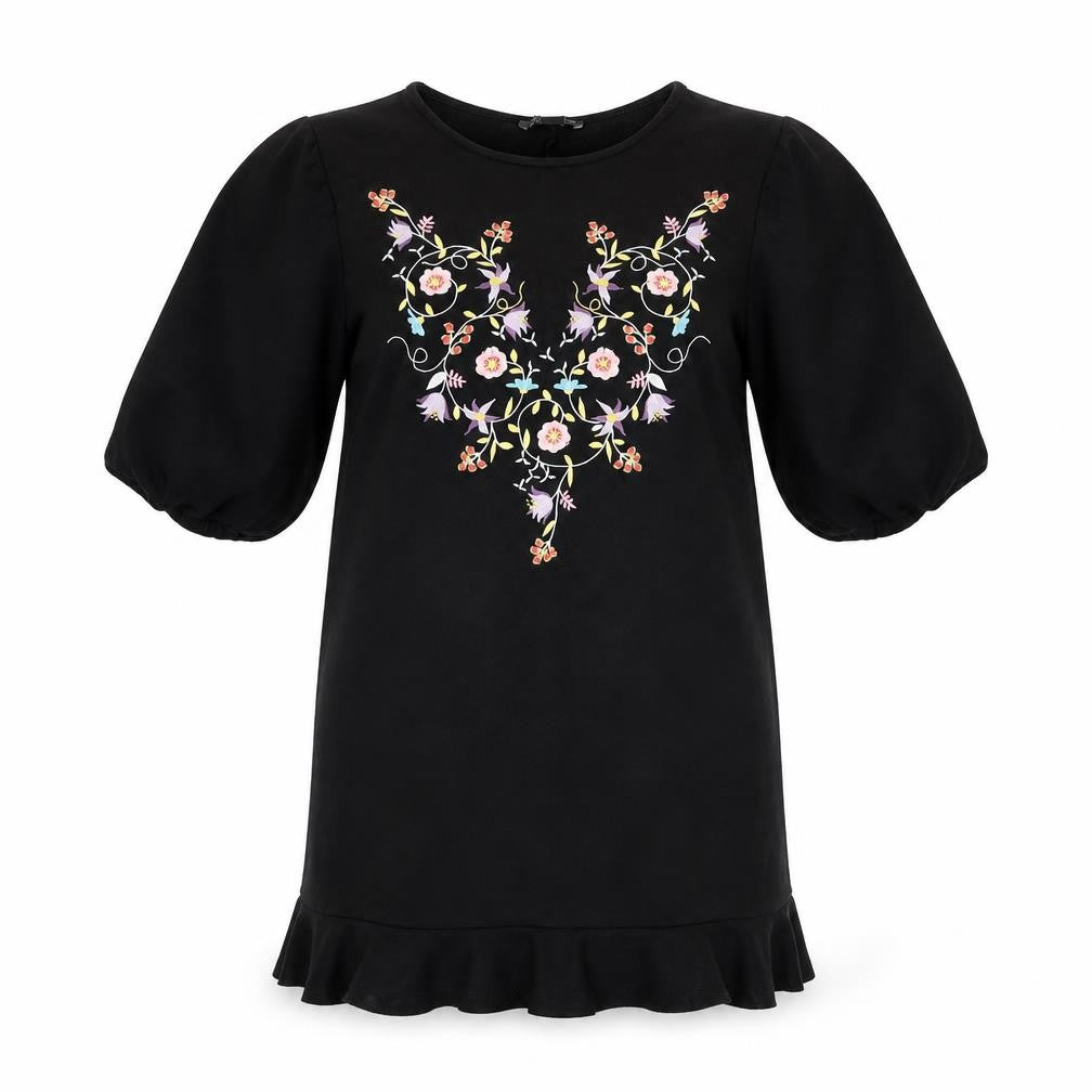 Primark Women’s Black Size 10 Floral Embroidered Shift Dress