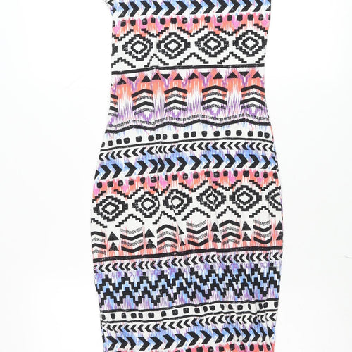 New Look Women’s Multicoloured Bodycon Dress Size 12 Scoop Neck Sleeveless