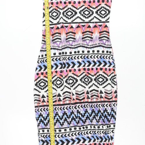 New Look Women’s Multicoloured Bodycon Dress Size 12 Scoop Neck Sleeveless