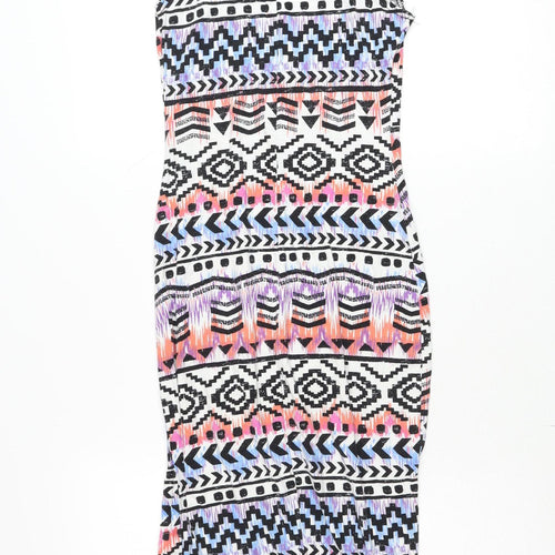 New Look Women’s Multicoloured Bodycon Dress Size 12 Scoop Neck Sleeveless