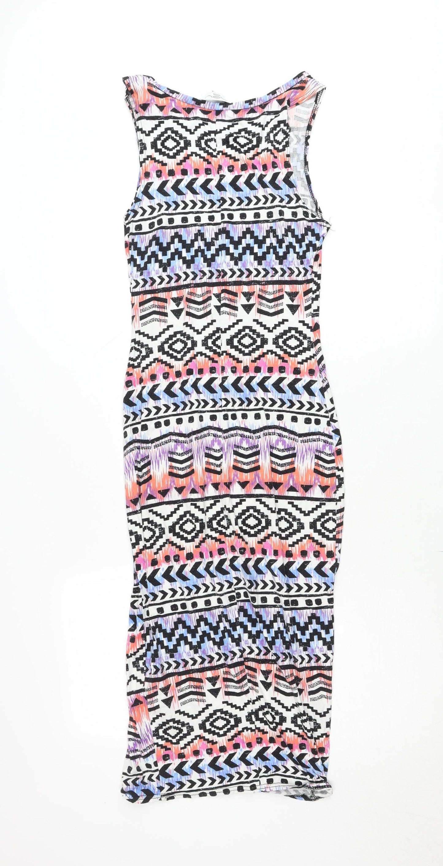 New Look Women’s Multicoloured Bodycon Dress Size 12 Scoop Neck Sleeveless