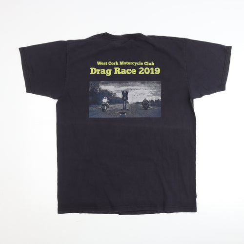 Fruit of the Loom Men's Black L Motorcycle Graphic T-Shirt 2019