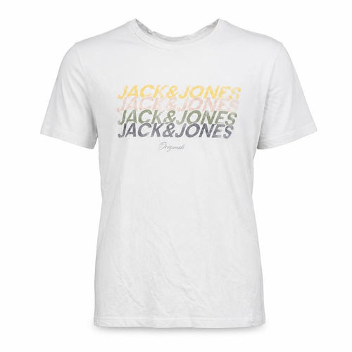 Jack & Jones Men’s White Graphic Logo T-Shirt Size M Crew Neck