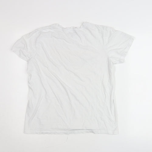 Jack & Jones Men’s White Graphic Logo T-Shirt Size M Crew Neck