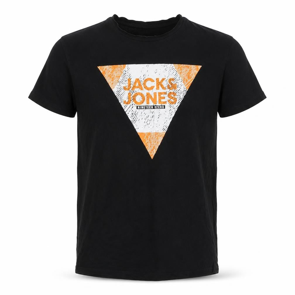 Jack & Jones Mens Black Graphic Print Crew Neck T-Shirt Size M