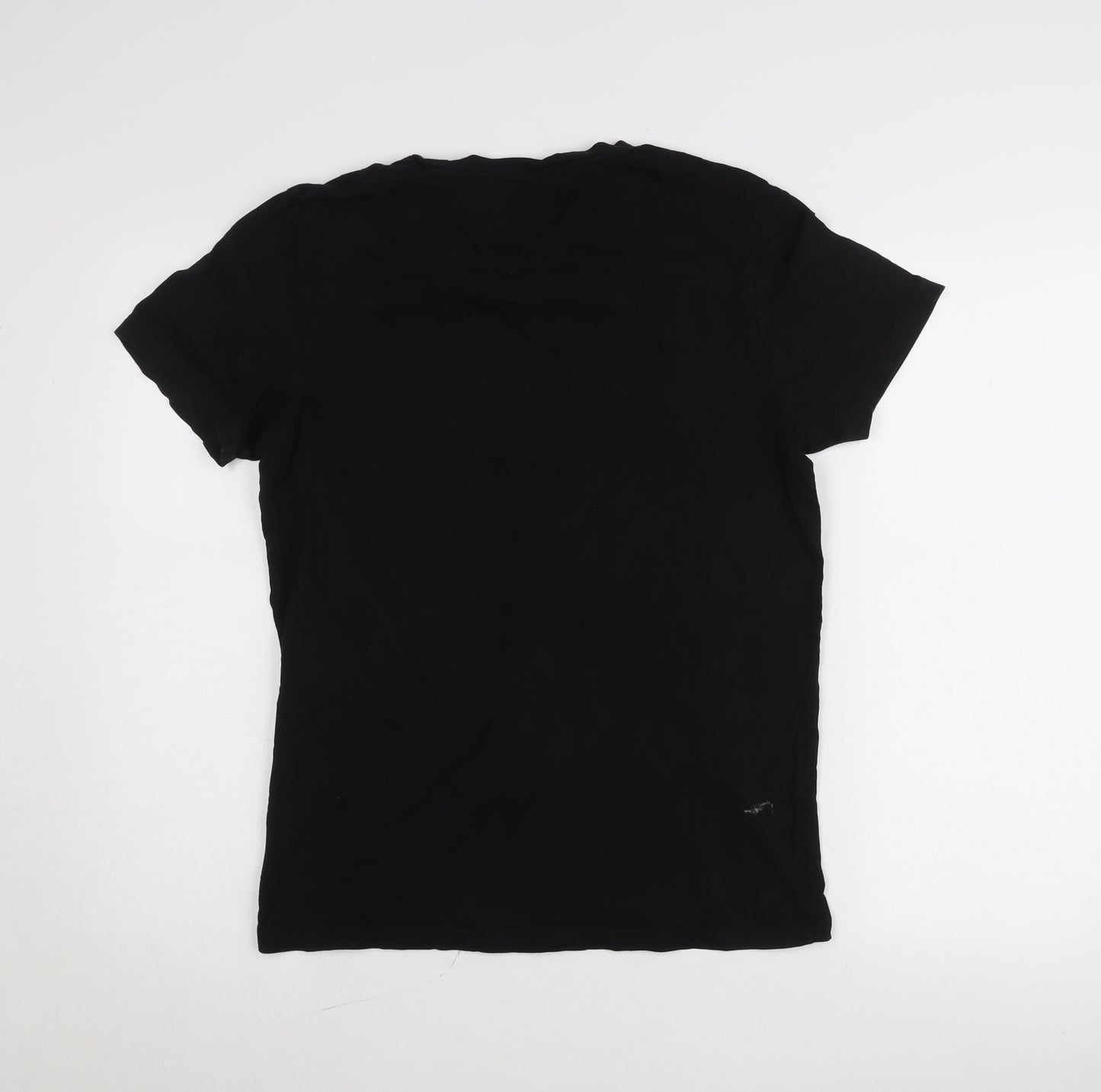 Jack & Jones Mens Black Graphic Print Crew Neck T-Shirt Size M