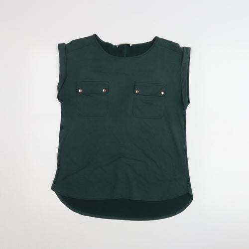 Oasis Women’s Green Sleeveless Blouse Size S Casual Top