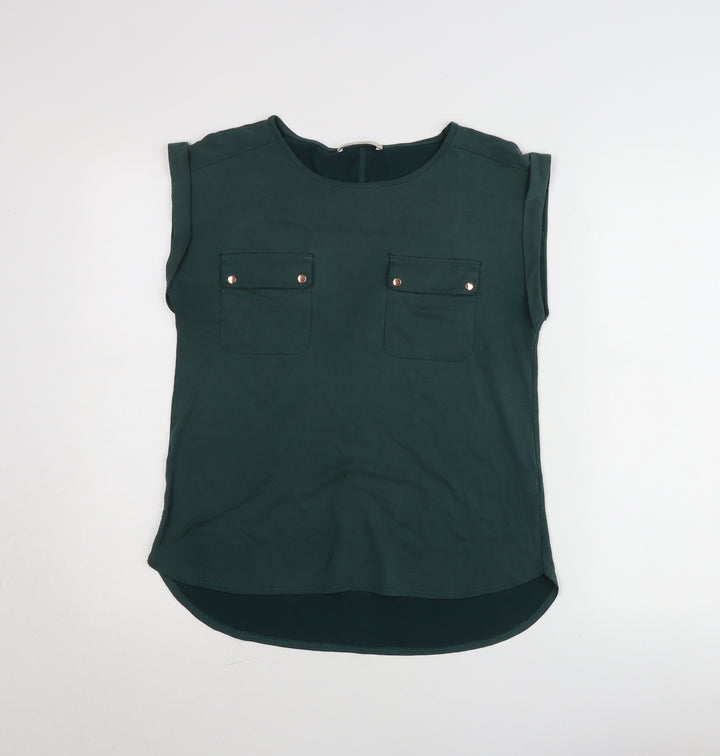 Oasis Women’s Green Sleeveless Blouse Size S Casual Top