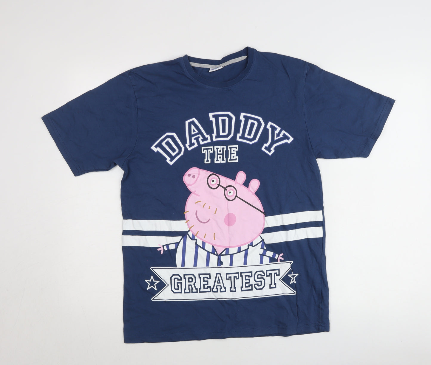 Peppa Pig Men's Blue Daddy Pig Graphic T-Shirt Small