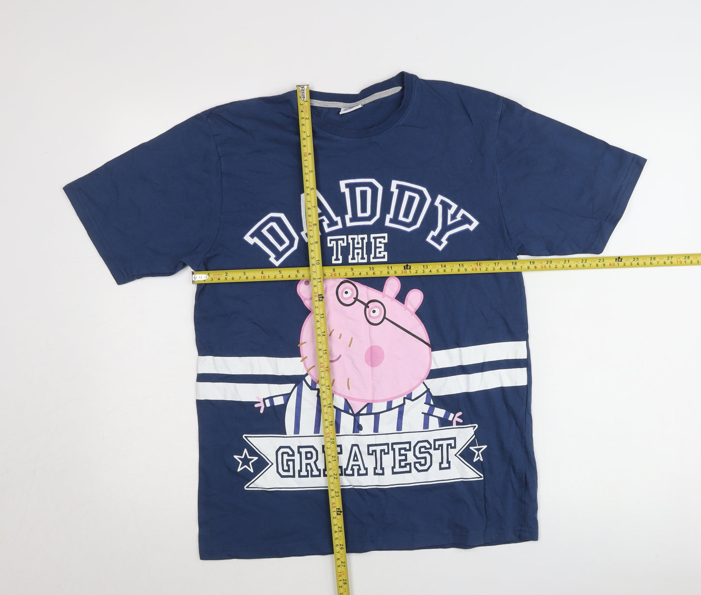 Peppa Pig Men's Blue Daddy Pig Graphic T-Shirt Small