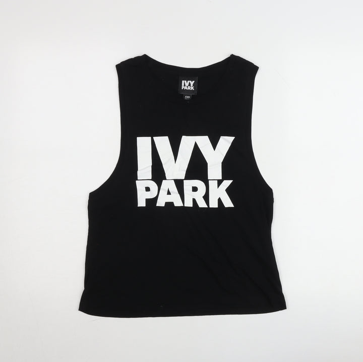 IVY PARK Womens Black Tank Top XXS Sleeveless Jersey Cotton Blend