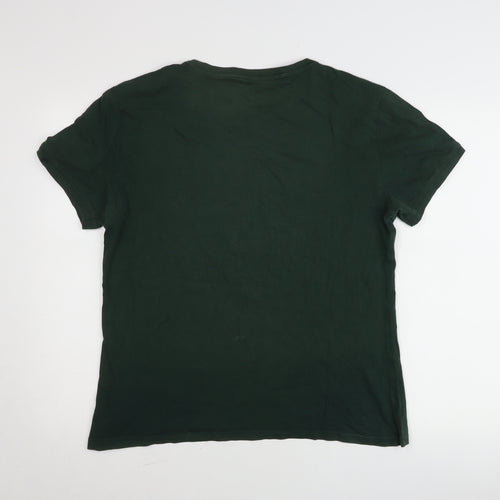 Tommy Hilfiger Men’s Green Logo Tape Crew Neck T-Shirt Size L