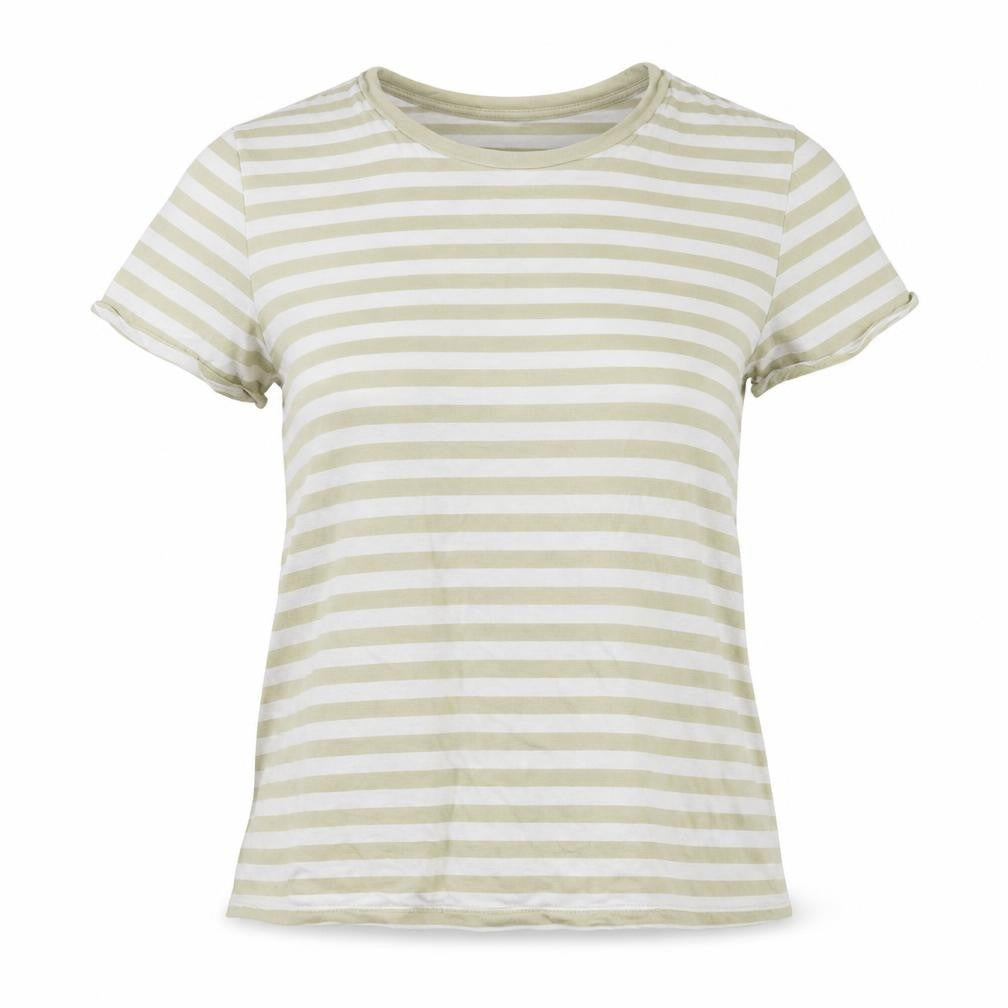 Monki Women’s Green Striped XS Basic Short Sleeve Cotton Modal T-Shirt