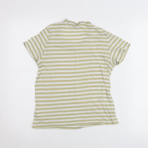 Monki Women’s Green Striped XS Basic Short Sleeve Cotton Modal T-Shirt