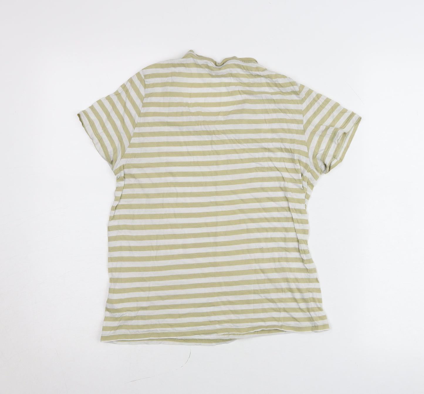 Monki Women’s Green Striped XS Basic Short Sleeve Cotton Modal T-Shirt