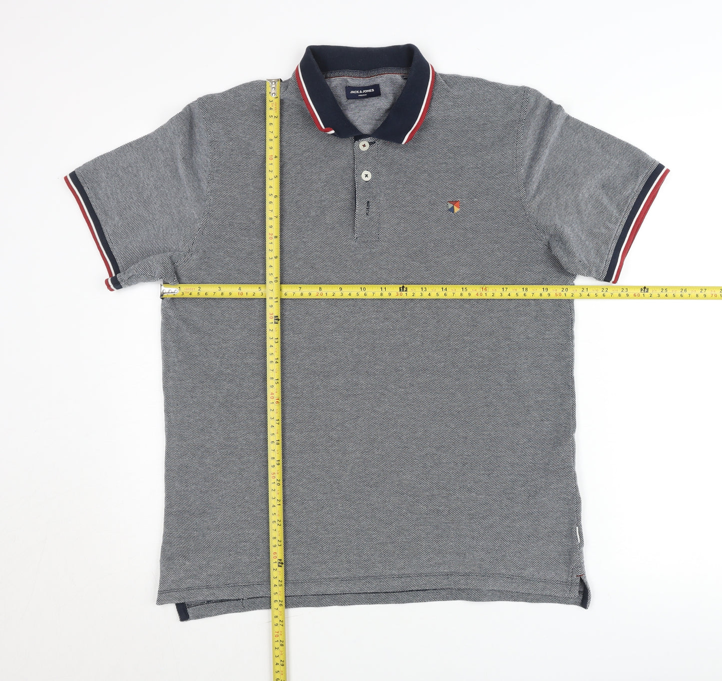 Jack & Jones Men’s Grey Polo Shirt Size M Short Sleeve Cotton Blend