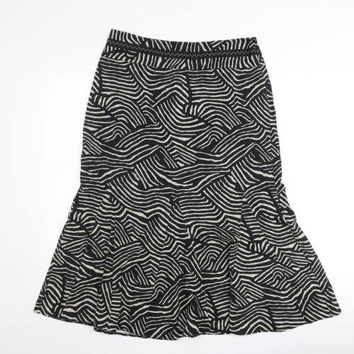 Marks & Spencer Women’s Black Linen Midi Flare Skirt UK 12