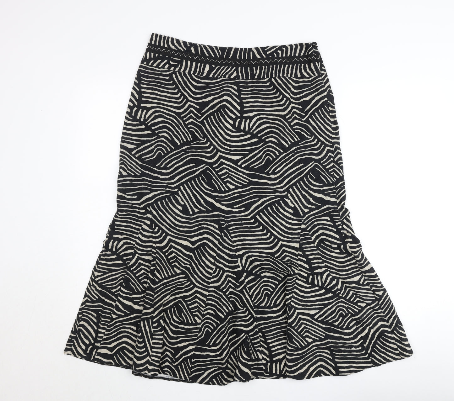 Marks & Spencer Women’s Black Linen Midi Flare Skirt UK 12