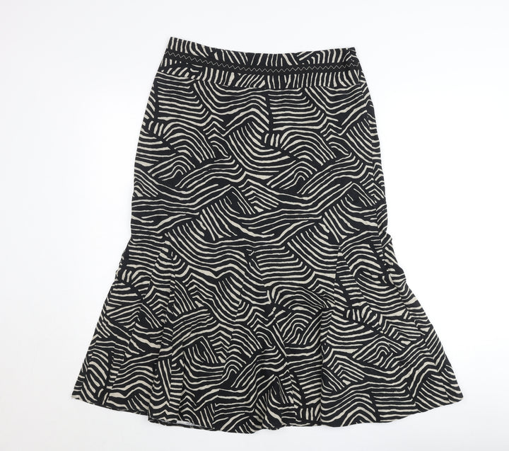 Marks & Spencer Women’s Black Linen Midi Flare Skirt UK 12