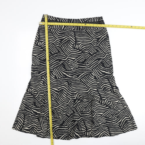 Marks & Spencer Women’s Black Linen Midi Flare Skirt UK 12