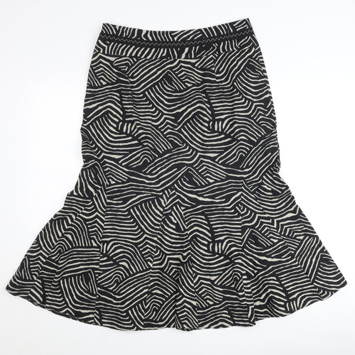 Marks & Spencer Women’s Black Linen Midi Flare Skirt UK 12