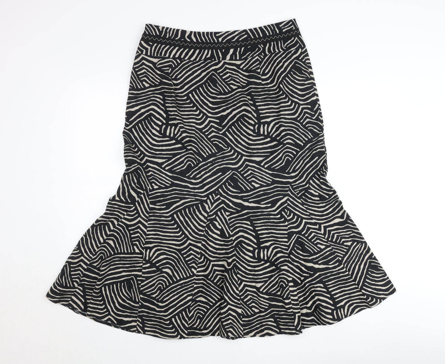 Marks & Spencer Women’s Black Linen Midi Flare Skirt UK 12