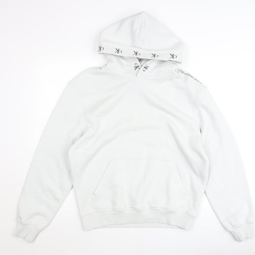 Calvin Klein Jeans Women White Small Pullover Hoodie CK Logo