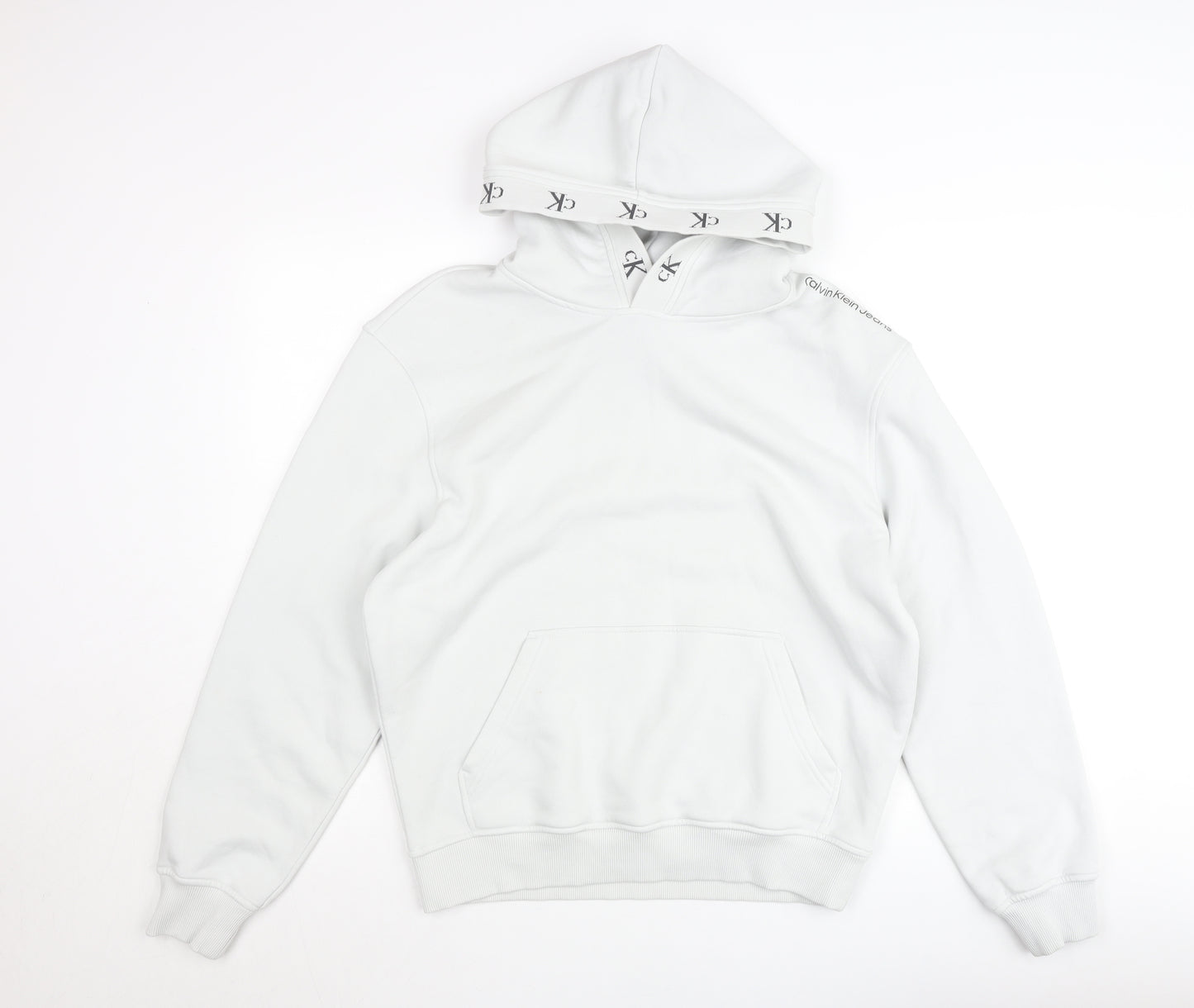 Calvin Klein Jeans Women White Small Pullover Hoodie CK Logo