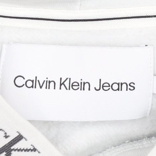Calvin Klein Jeans Women White Small Pullover Hoodie CK Logo