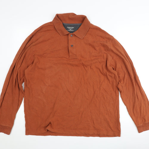 St. John's Bay Men's Brown Long Sleeve Cotton Polo Shirt Size L