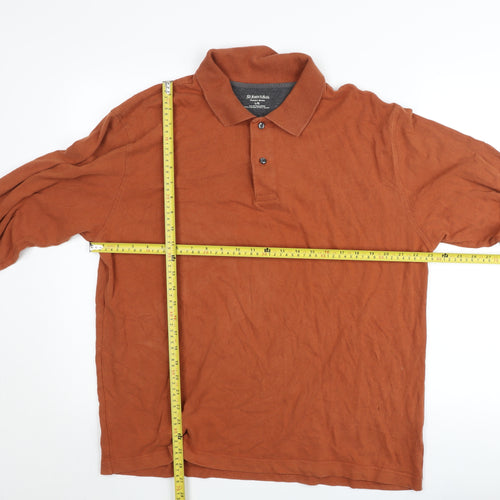 St. John's Bay Men's Brown Long Sleeve Cotton Polo Shirt Size L